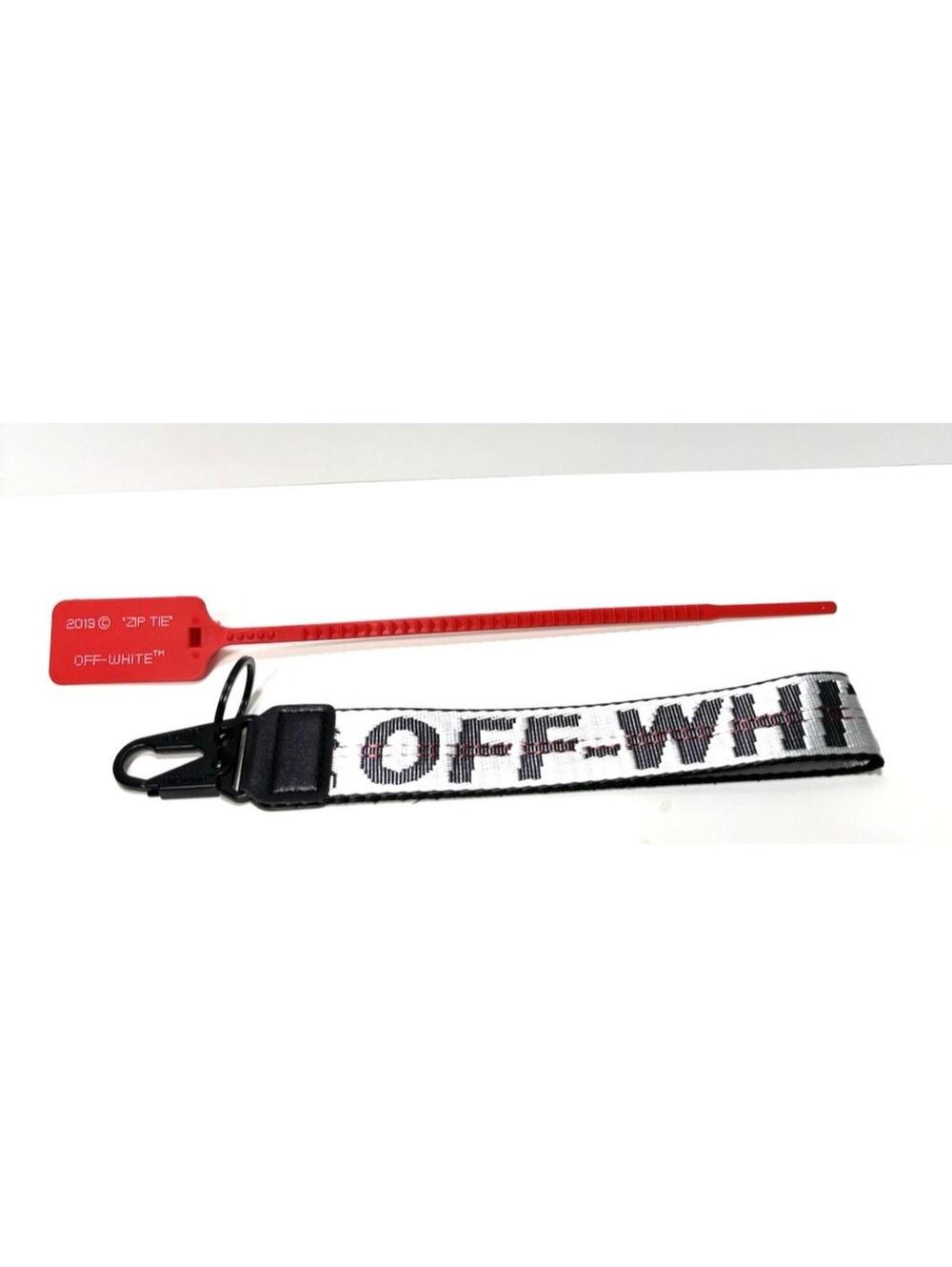Off-White Industrial Strap Keychain Lanyard, Red Zip Tie Tag Accessory